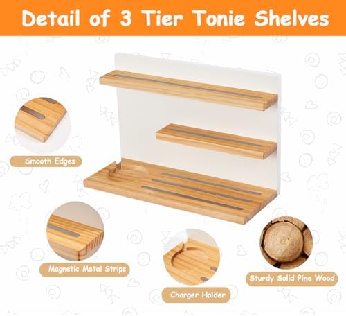 Gieanoo for Tonies Shelf 3 Tier Floating Shelf for 48 Characters,White
