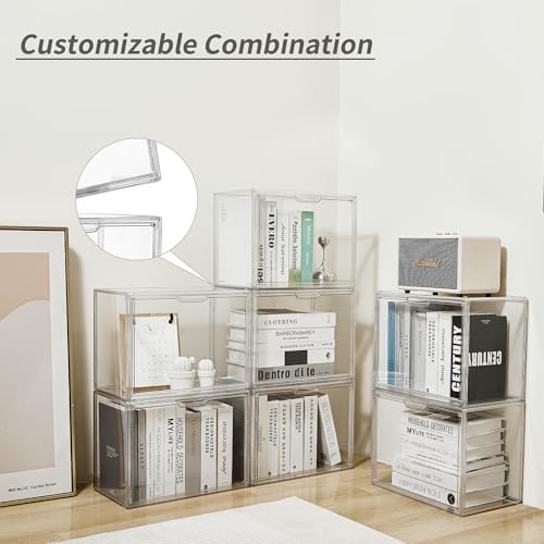 Cube Storage Organizer Acrylic Book Case Stackable Display Case Box,3 Pack