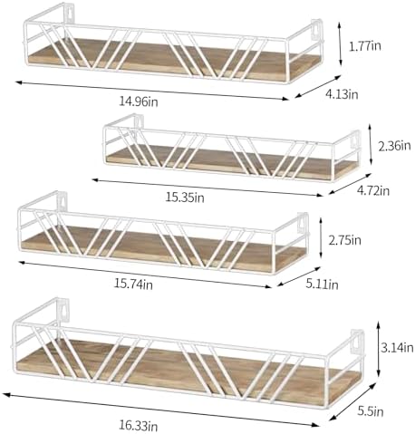 Amaoot Floating Shelves for Wall Set of 4, Wall Shelf Wood Floating Shelf