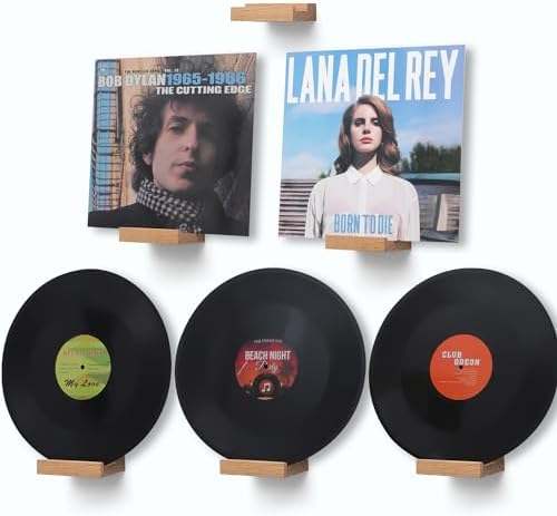 Vinyl Record Shelf Wall Mount,Small Record Holder,Natural Wood,6Pcs