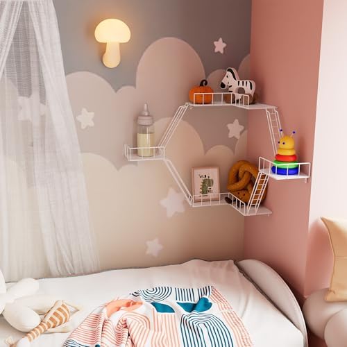 Fire Escape Wall Shelf - New York Fire Escape Shelf, Knick Knack Shelf for Figures, 3-Tier Corner Floating Shelves, Meta