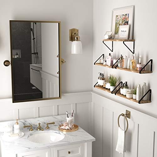 Wallniture Ponza 17'' x 4.5'' Floating Wall Shelf Bathroom, Small Wood Book Shelves for Wall Storage, Wall Mounted Shelf
