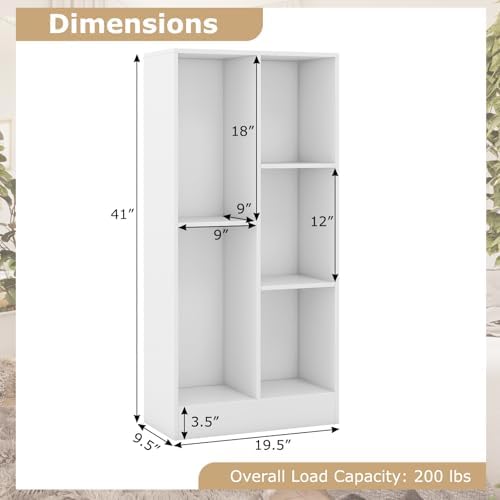 Tangkula 5-Cube Bookshelf, 41”H Floor Bookcase with 2 Anti-Tipping Kits, Freestanding Storage Organizer, Home Office Dis