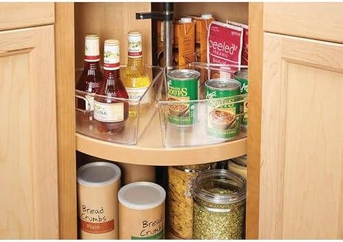 Oubonun Lazy Susan Cabinet Organizer Bins for Kitchen 4 Pack, 1/8 Wedge