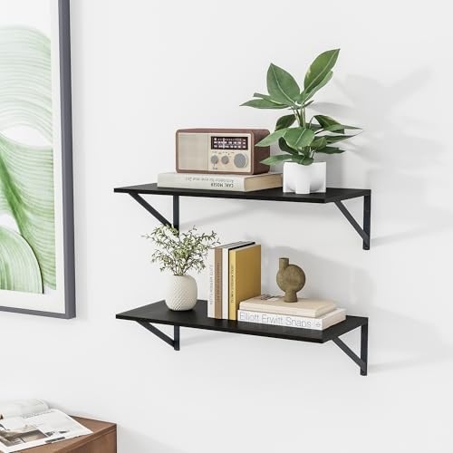 Heimlove 24W x 12D Deep Floating Shelves Set of 2 Black