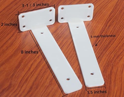 12 Pack - 8 inch White Hidden L Shelf Bracket (1/5 Inch Thicked) Iron Floating Shelf Brackets Rustic Industrial Metal Br