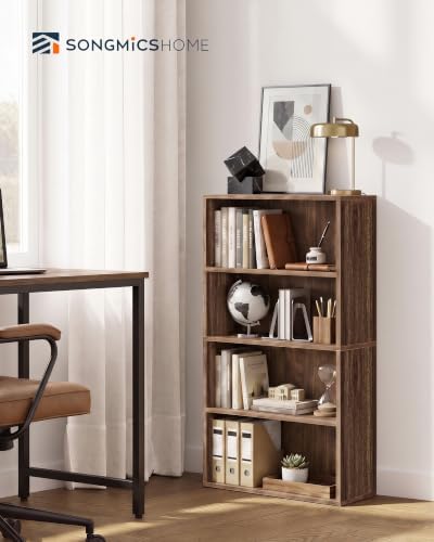 SONGMICS HOME 4-Tier Bookshelf, Narrow Shelving Unit