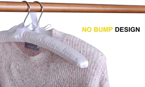 Amber Home 10 Pack Large White Satin Padded Hangers for Women Clothing 17"
