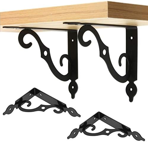 Luomorgo L Bracket Decorative Shelf Brackets, 5.4 Inch, Black