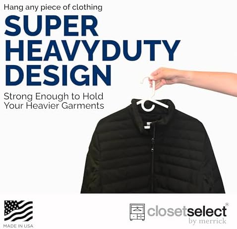Super Heavy Duty Plastic Hangers, Made in USA, White Super Heavy Weight Hanger, 24 Pack