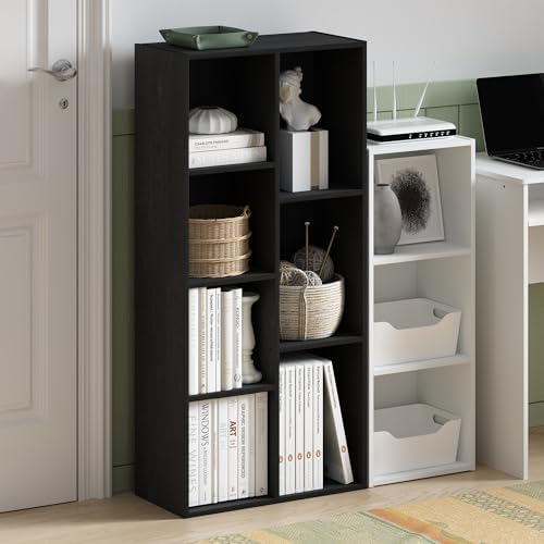 Furinno LUDER Book Shelf, 7-Cube Bookshelf, Bookcase with Open Shelves, 9.4 x 19.5 x 41.7, Easy Assembly, for Living Roo