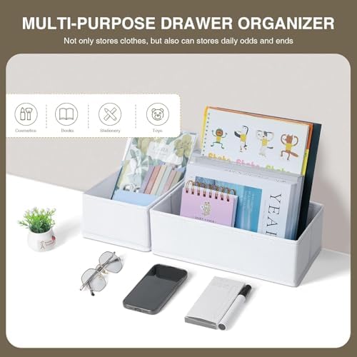 DIMJ Drawer Organizers - Set of 8 Fabric Closet Organizers and Storage, Drawer Dividers for Baby Clothes, Socks, Belt, T