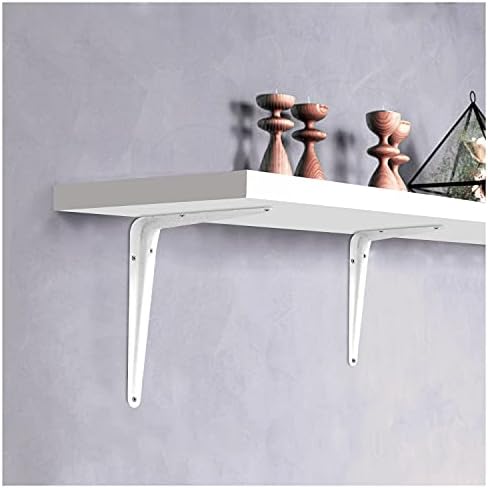 Nuk3y L Shape Heavy Duty Shelf Bracket with Screws, 20 Pack (6"" x 8"", White)