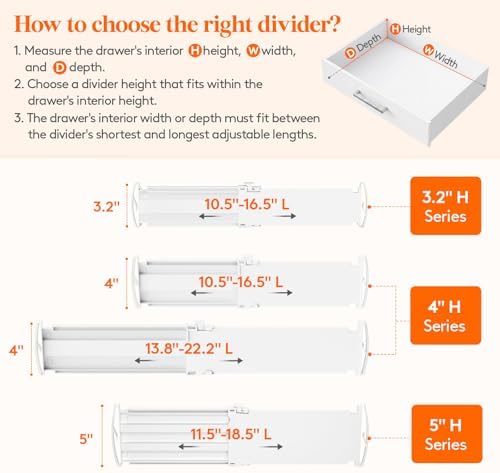 Lifewit 9 Pack 4" High Drawer Dividers, Adjustable Drawer Organizer Clothes