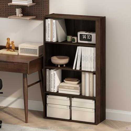 Furinno Simple Book Shelf, 4-Tier Bookshelf, Bookcase with Open Shelf, 9.4 x 23.6 x 41.7, for Living Room, Bedroom, Home