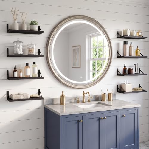 Fixwal Width 4.75 Inches Floating Wall Shelves, Set of 8, Black