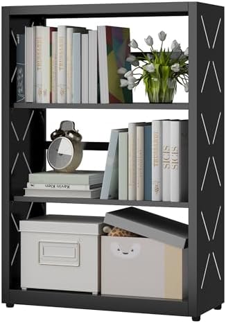 SteeLoong 3 Tier Bookcase,Metal Bookshelf with Adjustable Feet & Shelves