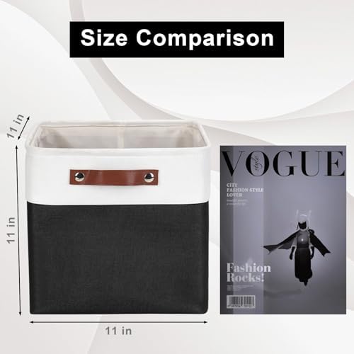Bagnizer Collapsible Fabric Storage Cubes 11x11 Cube Storage Bins, 4 Pack Closet Baskets Box with Handles for Organizing