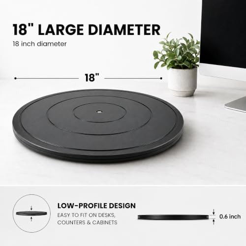 18 Inch Lazy Susan Turntable Black, 2 Pack