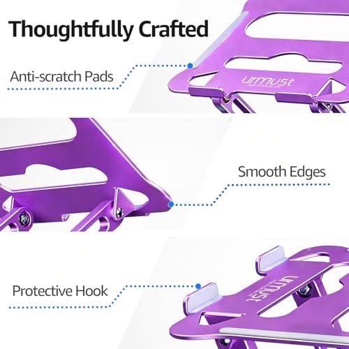 Urmust Adjustable Laptop Stand for Desk, 10-15.6“ Laptop Riser, Purple