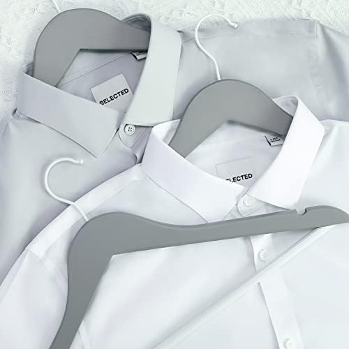 TOPIA HANGER Wooden Hangers 16 Pack Grey/White Heavy Duty Coat Hangers