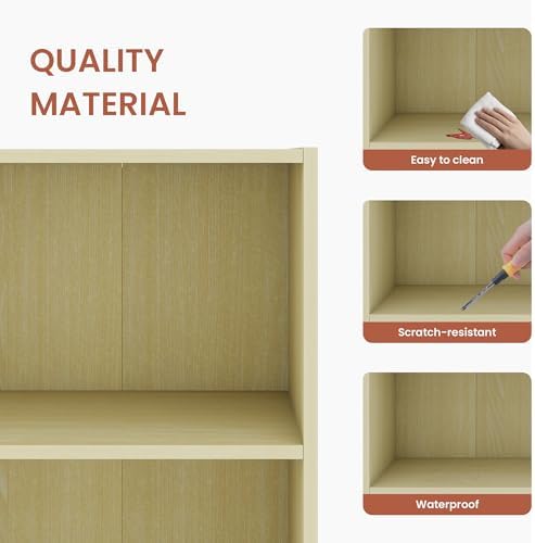 Four-Tier Living Room Bookshelf, Small Bookcase with 3 Shelves for Small Spaces, Standing Display Bookshelf with Storage