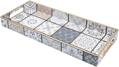 Bathroom Vanity Tray for Countertop, Small Plastic Toilet Tank Tray Versatile Storage & Organization Tray for Makeup, Pe