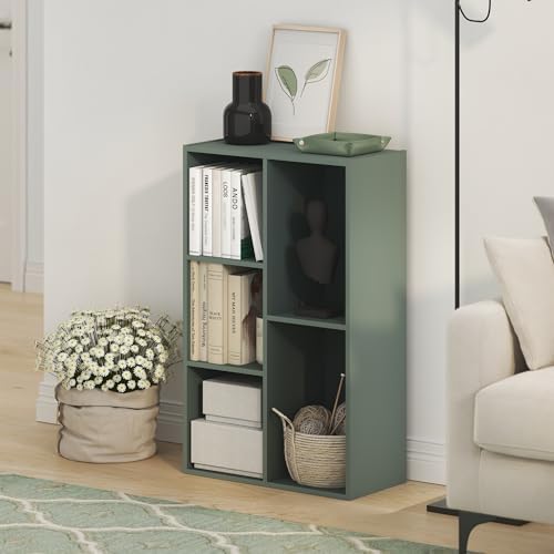 Furinno LUDER Book Shelf, 5-Cube Bookshelf, Reversible Bookcase, 9.4 x 19.5 x 31.5, Easy Assembly, for Living Room, Bedr