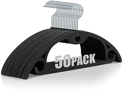 Velvet Hangers Felt Clothes Hangers 50 Pack Black