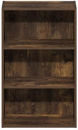 Furinno Basic Book Shelf, 3-Tier Bookshelf, Cube Storage Organizer Bookcase with Open Shelf, 7 x 17 x 26, for Living Roo