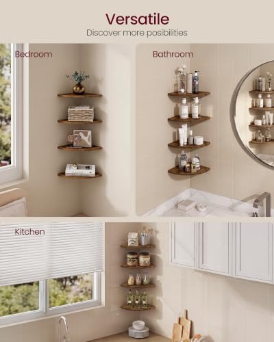 VASAGLE Floating Corner Shelves, Set of 4, 6 x 6 x 0.5 Inches