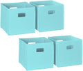 RiverRidge Folding Storage Bins with Handles Aqua Cube Storage Organizer for Closet, Bedroom & Playroom - Closet Organizers and Storage Set of 4