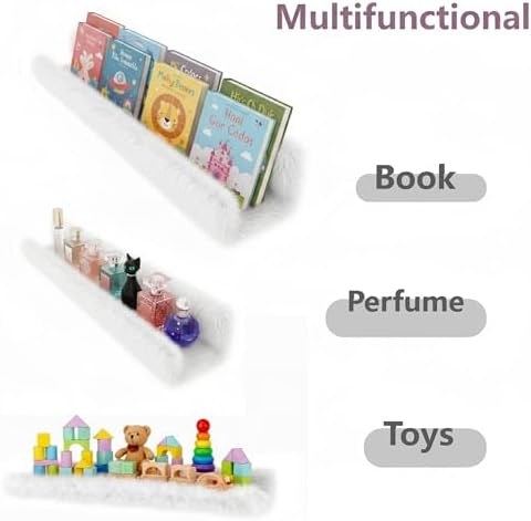 1PC Plush Bookshelf for Kids, Soft Hanging Wall Book Display Shelf