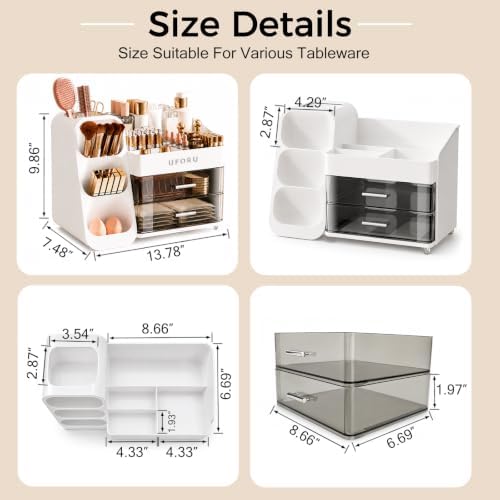 UFORU Makeup Organizer Countertop with Brush Holder for Vanity Bathroom