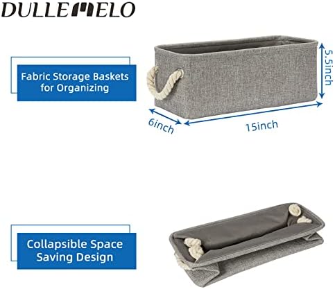 DULLEMELO Toilet Paper Storage Basket, Toilet Tank Basket with Rope Handles (Grey)