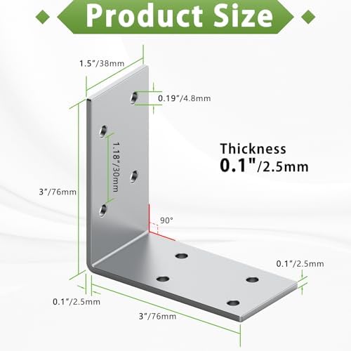 3x3 Inch Galvanized Steel L Shape Furniture Wall Support Brackets