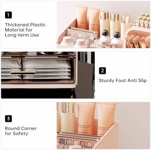 UFORU Makeup Organizer Countertop with Brush Holder for Vanity Bathroom