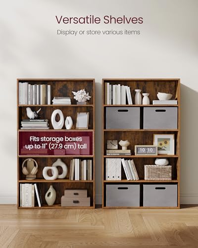 VASAGLE Set of 2 5-Tier Open Bookshelves, 30 Inches Wide