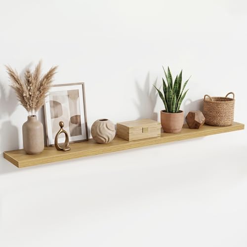 72 Inch Floating Shelves for Wall Set of 1,9.3" Deep Wall Shelves,Rustic Wood Wall Mounted Book Shelves with Invisible B