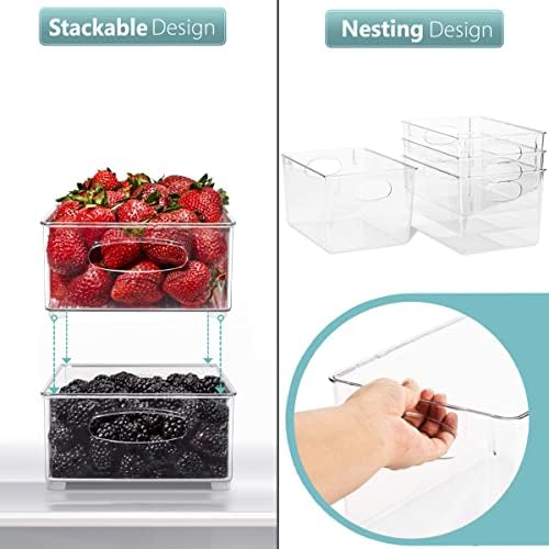 Sorbus Set of 8 Clear Fridge Organizers - Refrigerator & Pantry Bins for Organizing Food - 2 Different Sizes with Handle