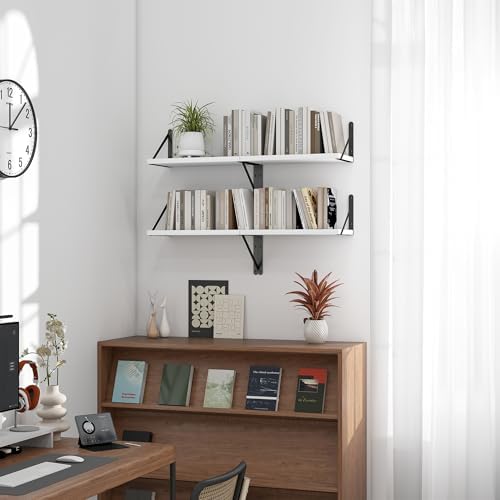 Heimlove Floating Shelves for Wall Set of 3,Light Wood Wall Mounted Bookshelf Decorative Shelf for Living Room Bathroom 