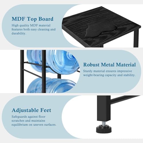 Water Jug Holder 5 Gallon Water Bottle Holder Stand With Storage Shelf, 2 Tier 5 Gal Water Jug Storage Rack with 2 Slots