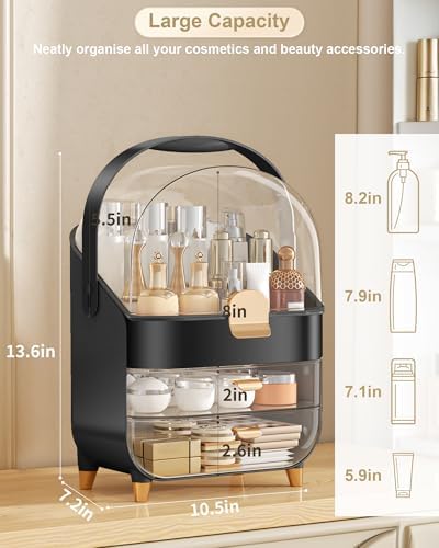 Anylady Makeup Organizer Countertop, Skincare Holder Bathroom Counter Organizer, Storage Box Cosmetic Display Cases, Tee