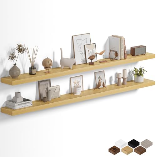 Fun Memories Floating Shelves for Wall 67 Inch, Set of 2 – Wall-Mounted Storage & Display Shelf with Invisible Bracket, 