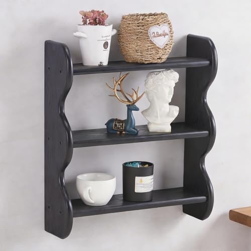 Aboacen 100% Solid Wood Bathroom Wall Shelves, Water Proof Shelves for Wall