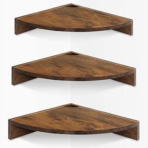 Homode Corner Floating Shelves, Corner Wall Shelves with Cord Hole, Wood Wall Shelf for Storage and Dispaly, for Bathroo