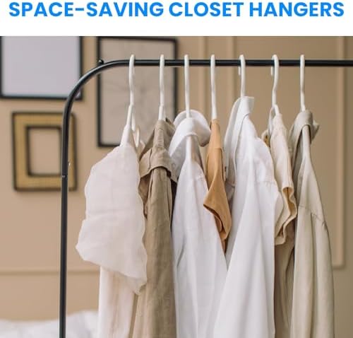 Simple Deluxe 50 Pack Plastic Hangers, Durable Clothes Hangers, Lightweight and Space-Saving Hangers for Shirts, Dresses, Coats, Pants, White