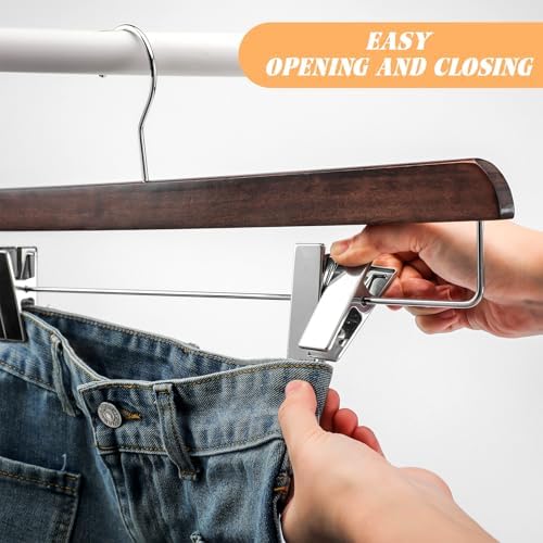 DoubleFill 2 Pcs Kilt Hanger 20 Inches Wooden Duty Skirt Hangers with 4 Clips for Closet (Nut Brown)