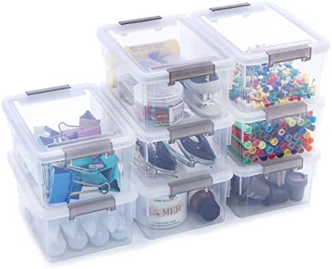 8Packs 1.3Qt Small Storage Bins with Lids,Stackable Clear