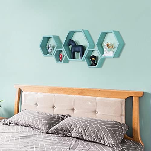 Hexagon Shelves,Floating Wall Shelf,Honeycomb Octagon Cube Shelves Wood